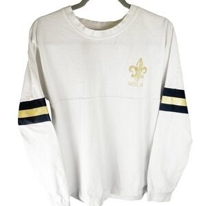 New Orleans Saints NOLA Fleur de Lis White Black Gold Striped XL Shirt